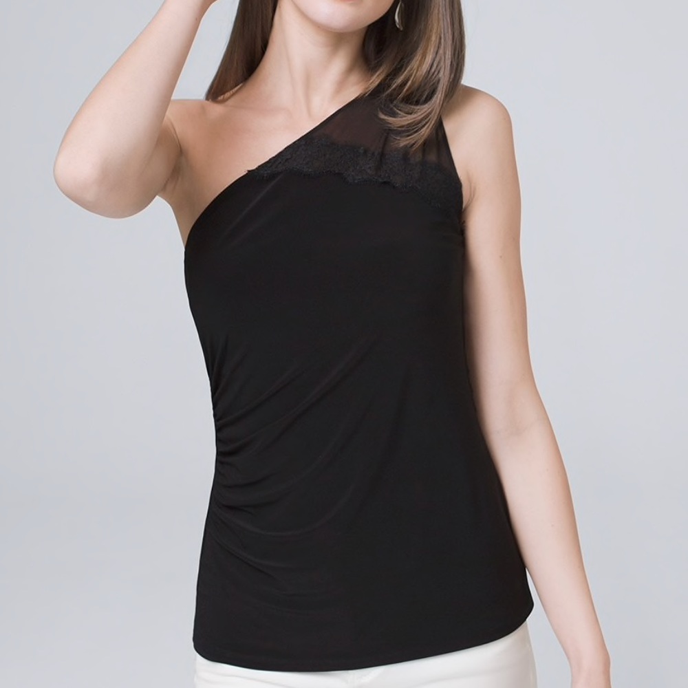 BRAND NEW UNIQUE 1-SHOULDER DESIGN TOP EXCELLENT WHBM QUALITY & COMFORTABLE!